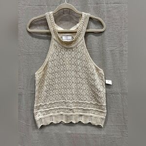 Pink Rose Crochet Knitted Halter Top Size Lg NWT